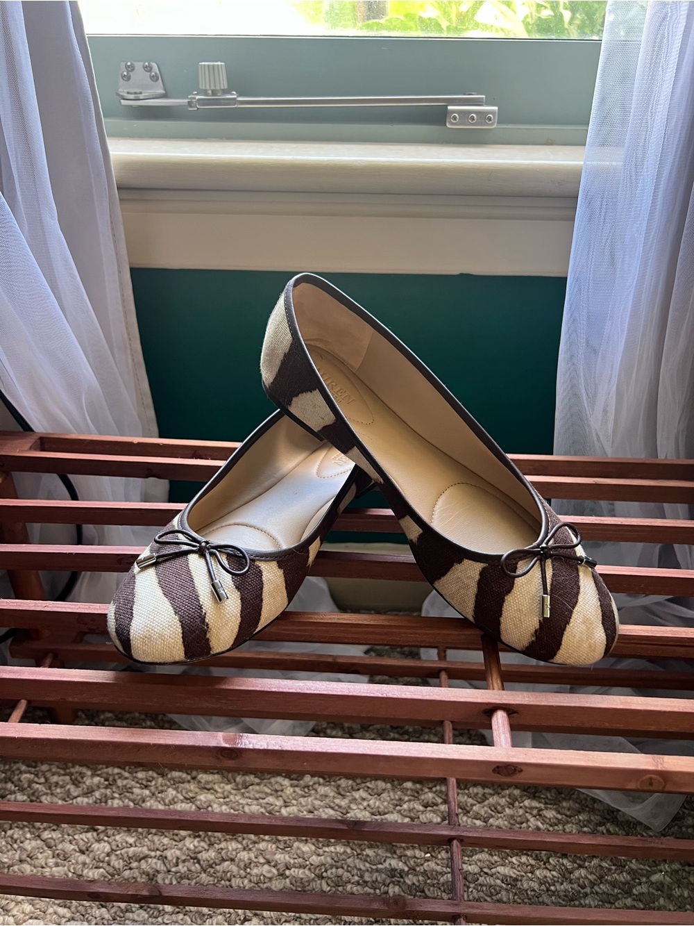 Lauren Ralph Lauren Brown & Cream Zebra-Print Ballet Flats